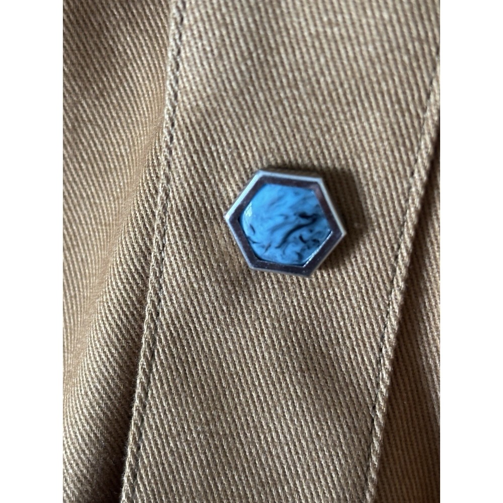 NWT Acorn By Bob Goldfeder Small Western Button Down Brown Turqoise Snap Buttons - Picture 5 of 9